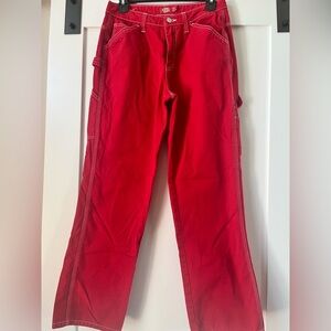 Dickies Women's Vibrant Red Wide Leg Canvas Pants